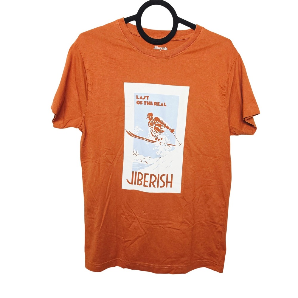Jiberish Graphic Tee Mens S Orange Last of the Real Skier Supima Cotton Shirt
